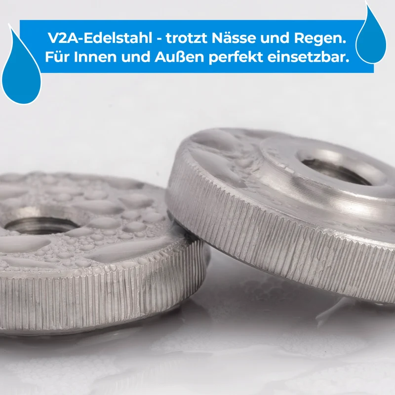 1 x Rändelmutter M3 - M10 flache Form Edelstahl A2 V2A Edelstahlmutter mit gerändeltem Rand