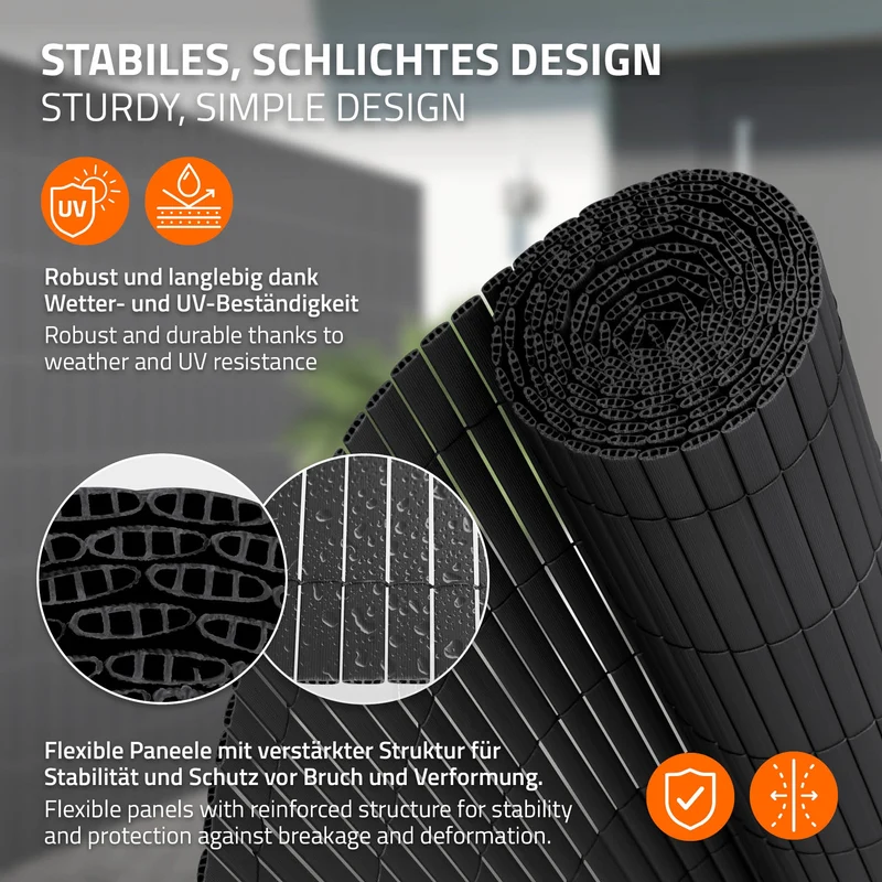 Sichtschutzmatte 140x500 cm Sichtschutzzaun Windschutz Balkonschutz PVC Anthrazit UV-beständig