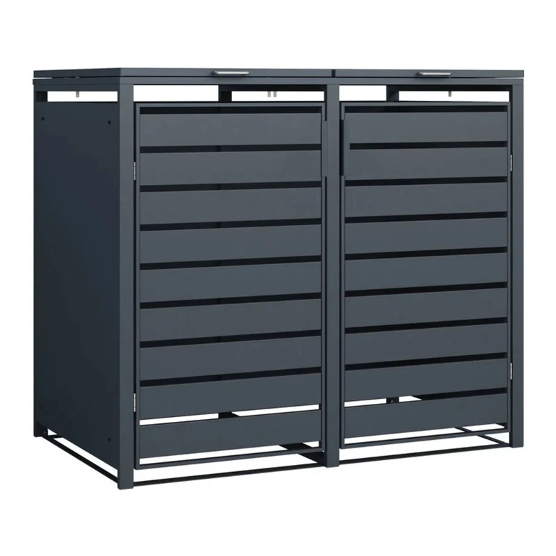 B-Ware Westmann Mülltonnenbox Kubus 2x 240l Abdeckung Gartenbox Stahl anthrazit
