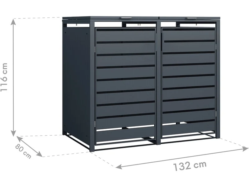 B-Ware Westmann Mülltonnenbox Kubus 2x 240l Abdeckung Gartenbox Stahl anthrazit