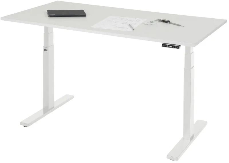 Schreibtisch höhenverstellbar weißer Unterbau | B1500xT800xH650-1300mm | Serie ADLATUS