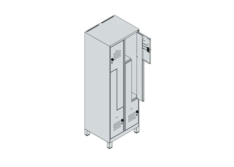 Z-Spind Classic PLUS, Füße, 4 Abteile, 1800x600x500mm
