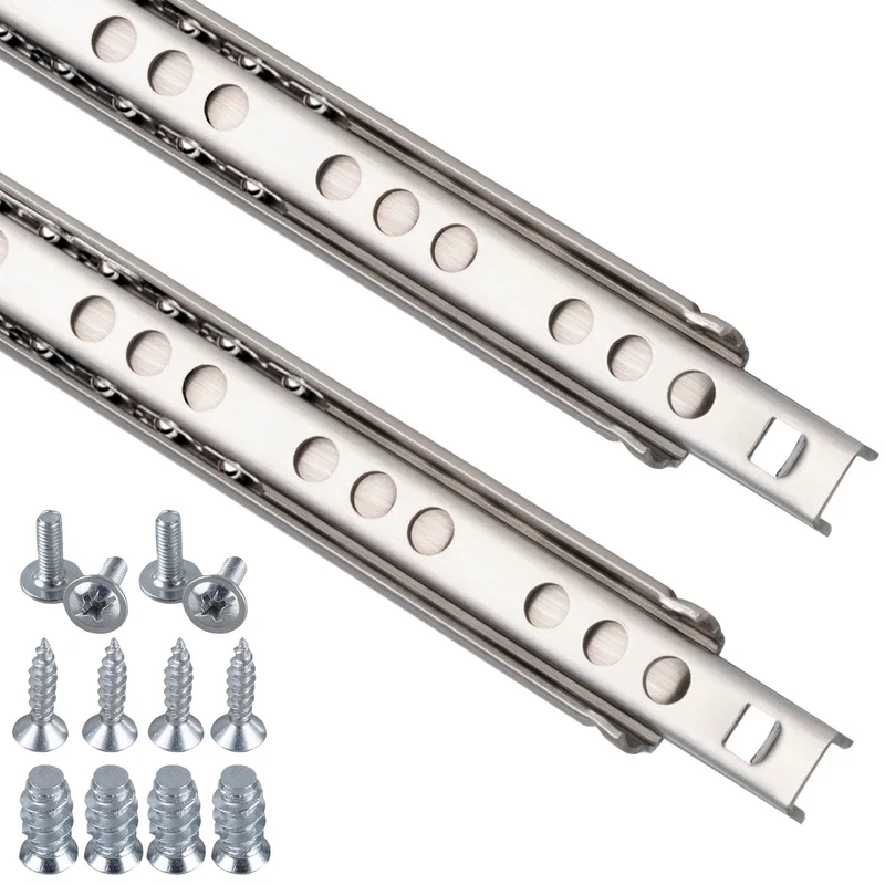 Schubladenschienen Edelstahl Teilauszug 17mm Nuthöhe 1 Paar
