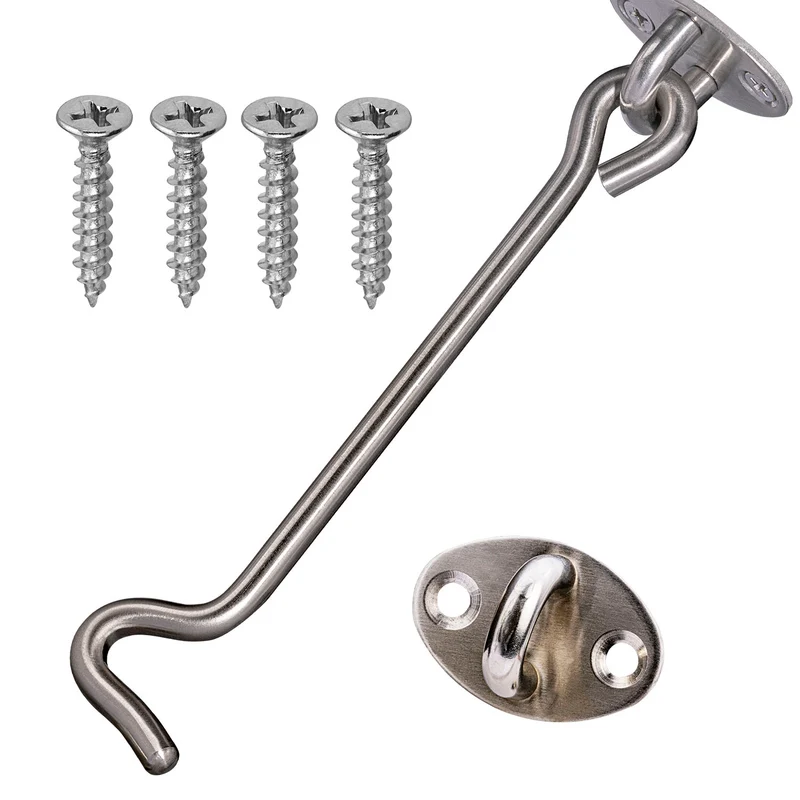 Sturmhaken aus Edelstahl mit Ösen für Gartentor - Länge 12-42 cm