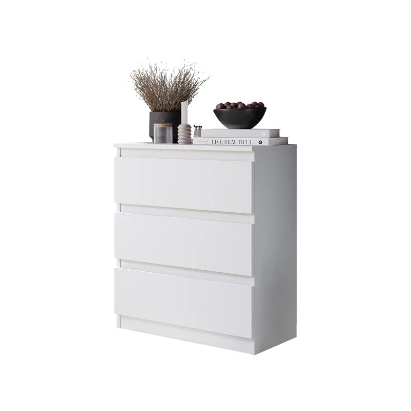 GABRIEL - Kommode / Sideboard mit 3 Schubladen - Weiß Matt H72cm B60cm T33cm