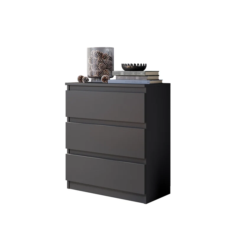 GABRIEL - Kommode / Sideboard mit 3 Schubladen - Anthrazit Grau H72cm B60cm T33cm