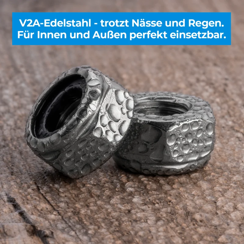 10x Selbstsichernde Muttern Edelstahl V2A A2 Sicherungsmutter Edelstahlmutter DIN 985