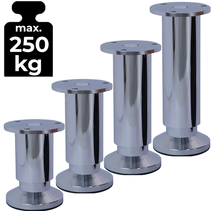 Möbelfüße höhenverstellbar Chrom-glänzend Metall Sofafüße bis 250kg belastbar