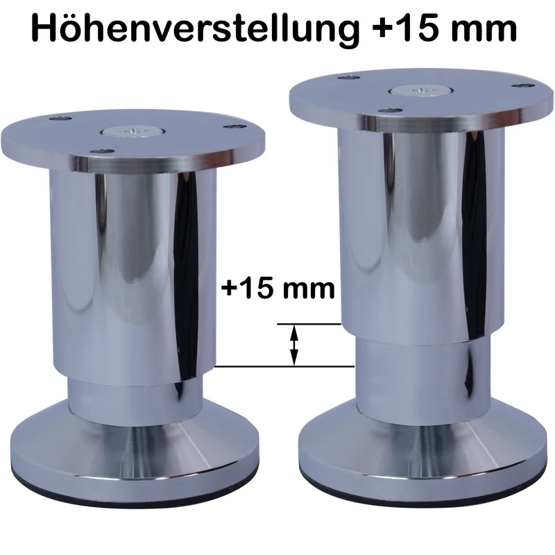 Möbelfüße höhenverstellbar Chrom-glänzend Metall Sofafüße bis 250kg belastbar