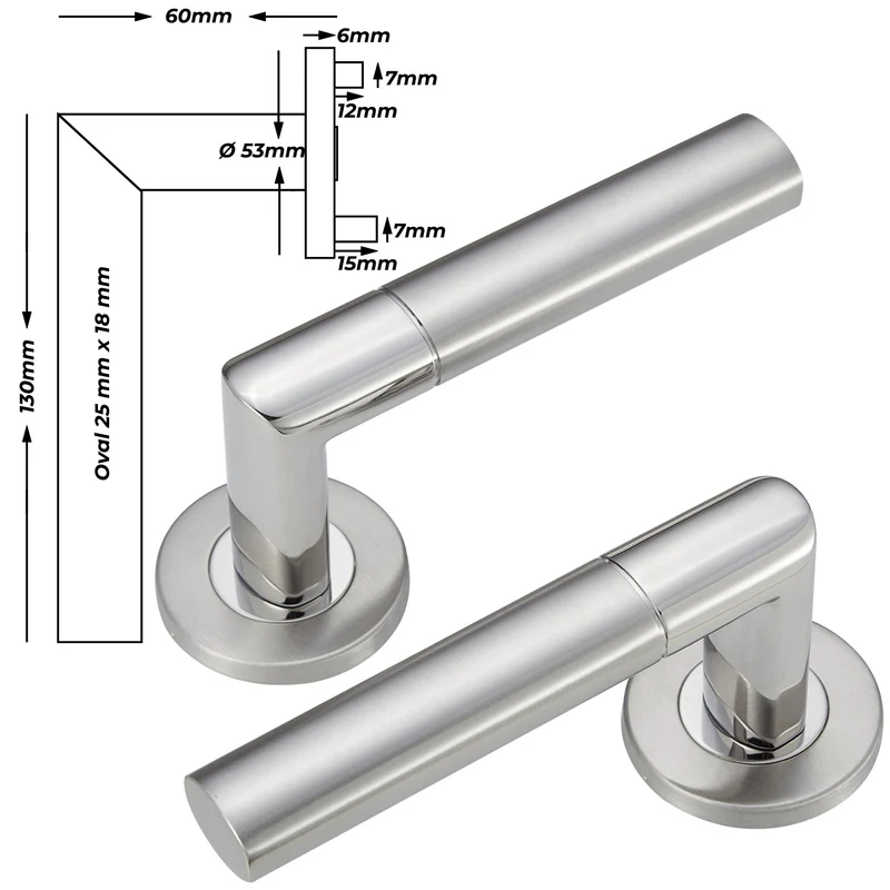 Edelstahl Standard Türgriff für Haustür, Zimmertür, Badezimmertür CATHY