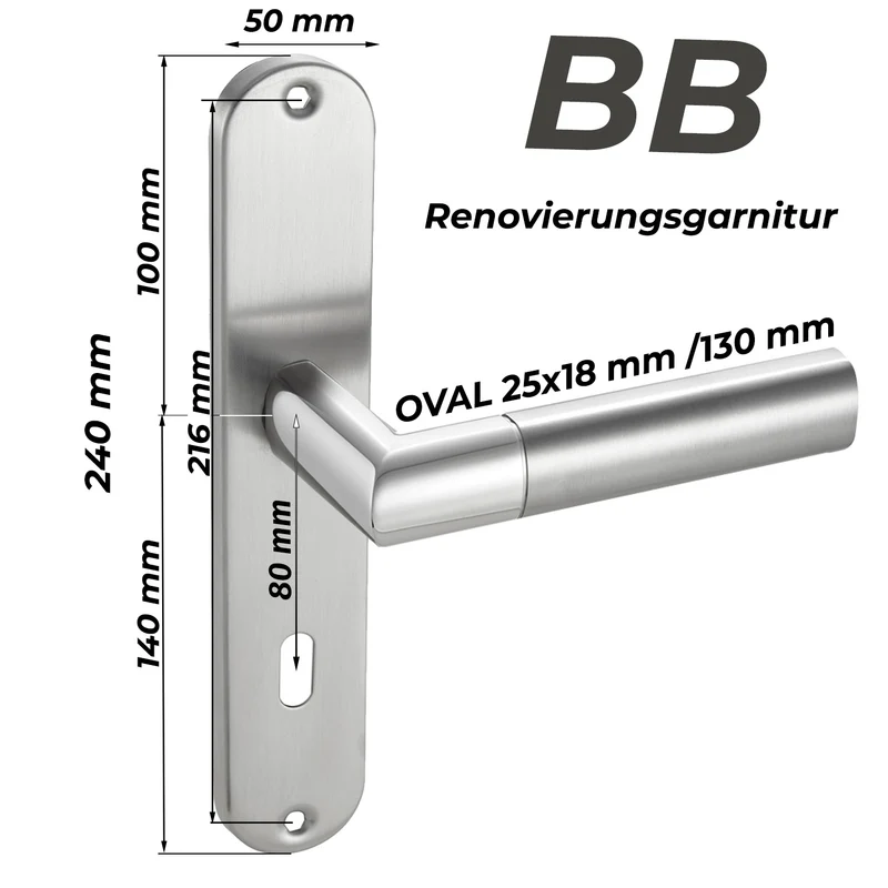 Türgriff Renovierungsgarnitur Langschild Edelstahl 240x50 CATHY