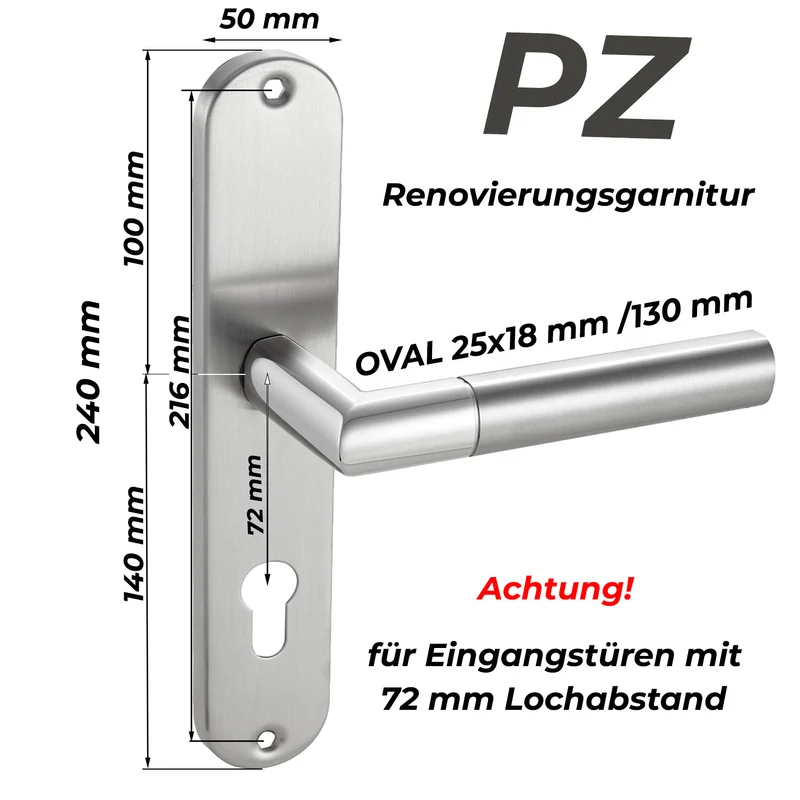 Türgriff Renovierungsgarnitur Langschild Edelstahl 240x50 CATHY