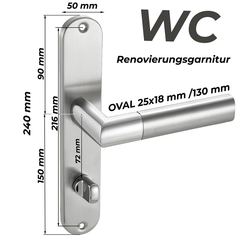 Türgriff Renovierungsgarnitur Langschild Edelstahl 240x50 CATHY