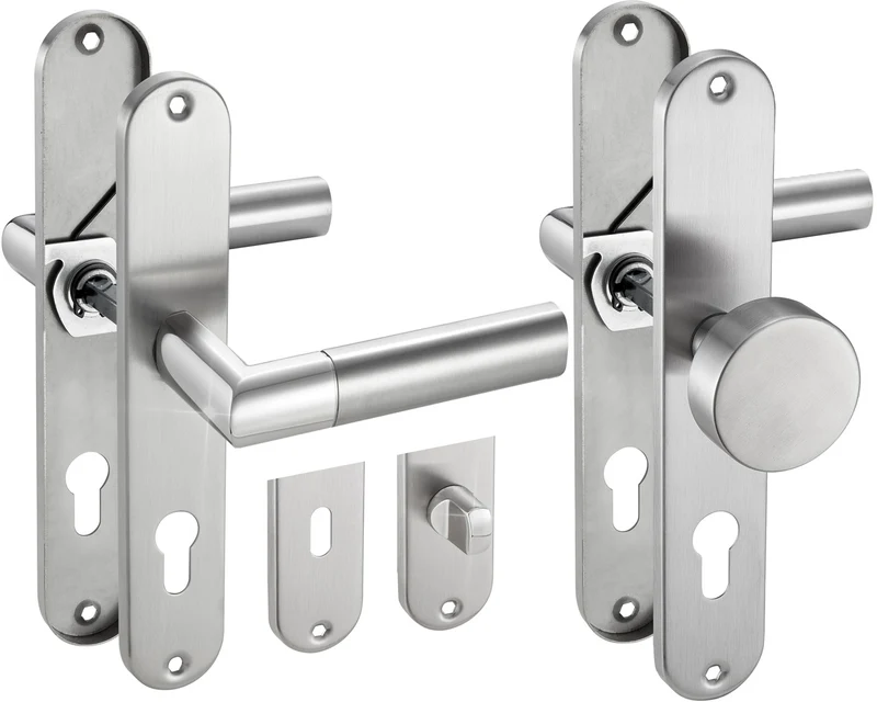 Edelstahl Standard Türgriff Langschild | für WC-, Eingangs- & Haustüren 235x40mm CATHY