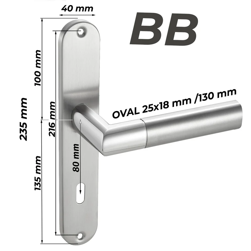 Edelstahl Standard Türgriff Langschild | für WC-, Eingangs- & Haustüren 235x40mm CATHY