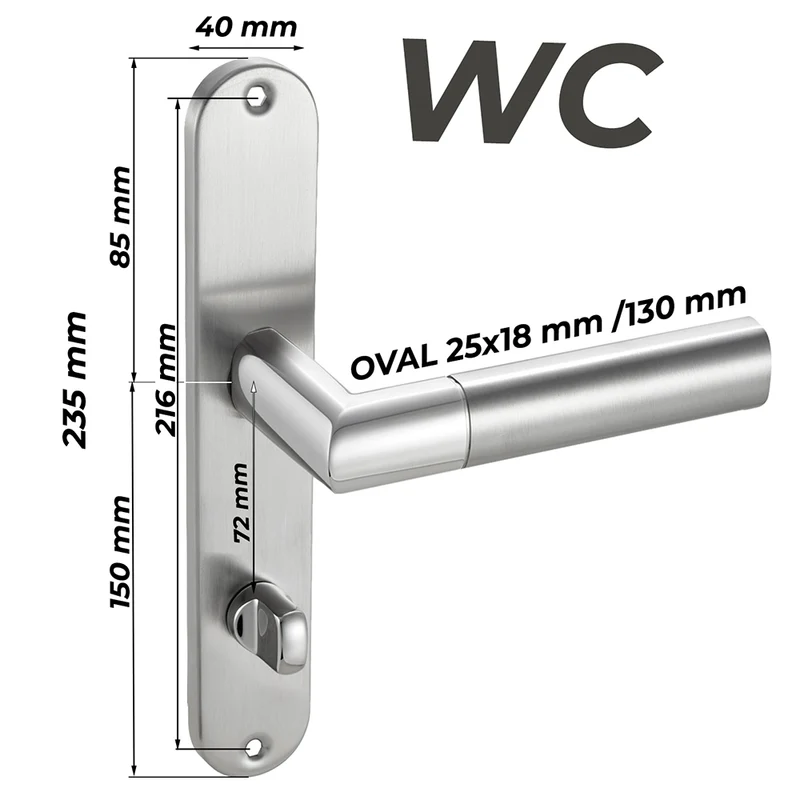Edelstahl Standard Türgriff Langschild | für WC-, Eingangs- & Haustüren 235x40mm CATHY