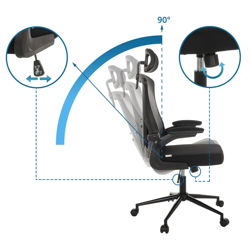 B-Ware hjh OFFICE Chefsessel ARIGANO Bürostuhl mit Wippmechanik und Kopfstütze schwarz
