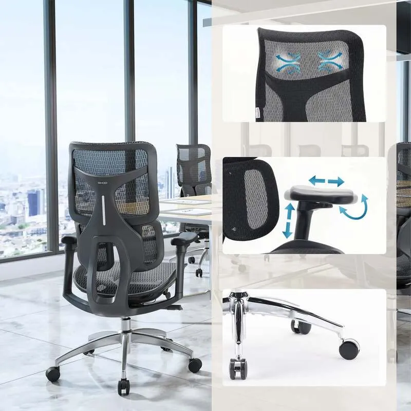 B-Ware SIHOO Bürostuhl Ergonomischer Stuhl S100 Schwarz Netzstoff Höhenverstellbar