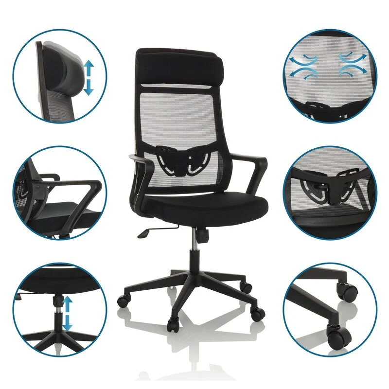 B-Ware hjh OFFICE Bürostuhl NEKEO Drehstuhl mit Netzstoff schwarz ergonomisch