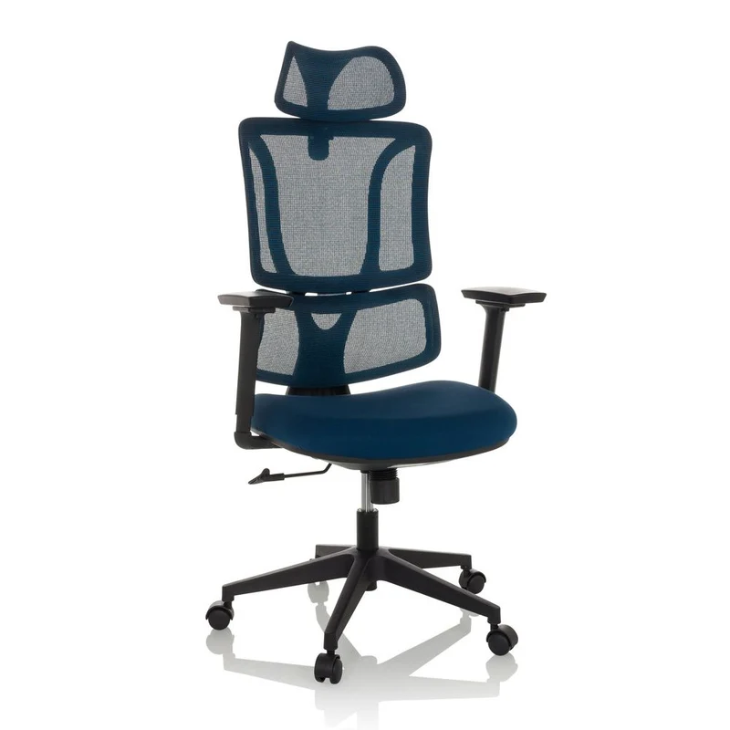 B-Ware MyBuero Bürostuhl ERGOMY Drehstuhl mit Netzstoff Rückenlehne blau 3D Armlehnen