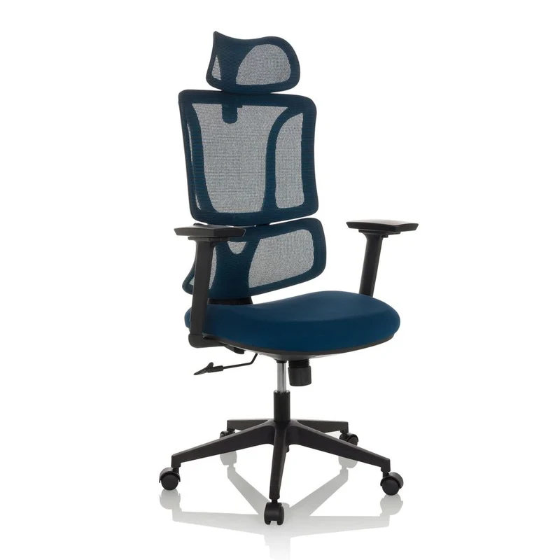 B-Ware MyBuero Bürostuhl ERGOMY Drehstuhl mit Netzstoff Rückenlehne blau 3D Armlehnen