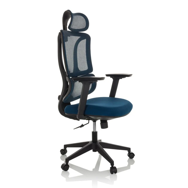 B-Ware MyBuero Bürostuhl ERGOMY Drehstuhl mit Netzstoff Rückenlehne blau 3D Armlehnen