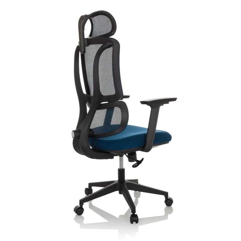 B-Ware MyBuero Bürostuhl ERGOMY Drehstuhl mit Netzstoff Rückenlehne blau 3D Armlehnen