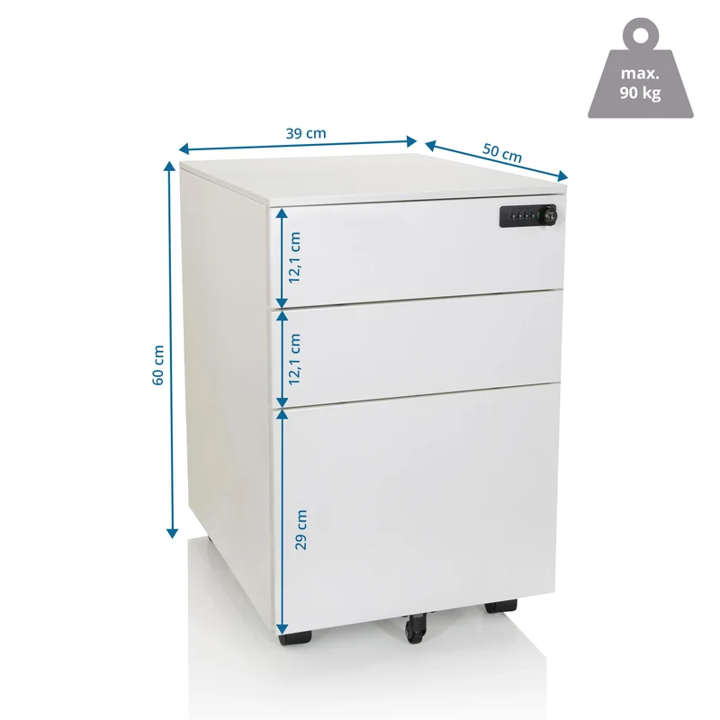 B-Ware hjh OFFICE Rollcontainer COLOR OS I Schubladencontainer weiß mit Zahlenschloss