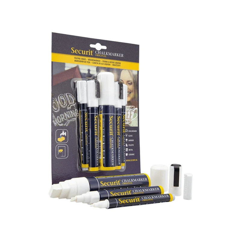 Securit® Kreidemarker, 5er-Set Mix, Weiss