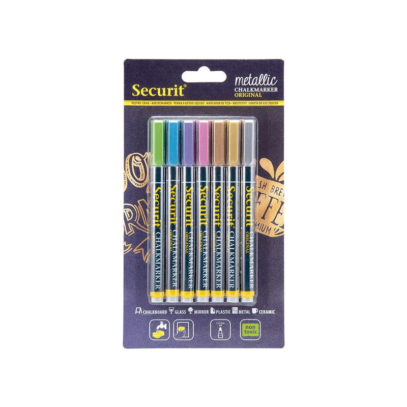 Securit® Kreidemarker, 1-2mm, 7er-Set, Metallisch