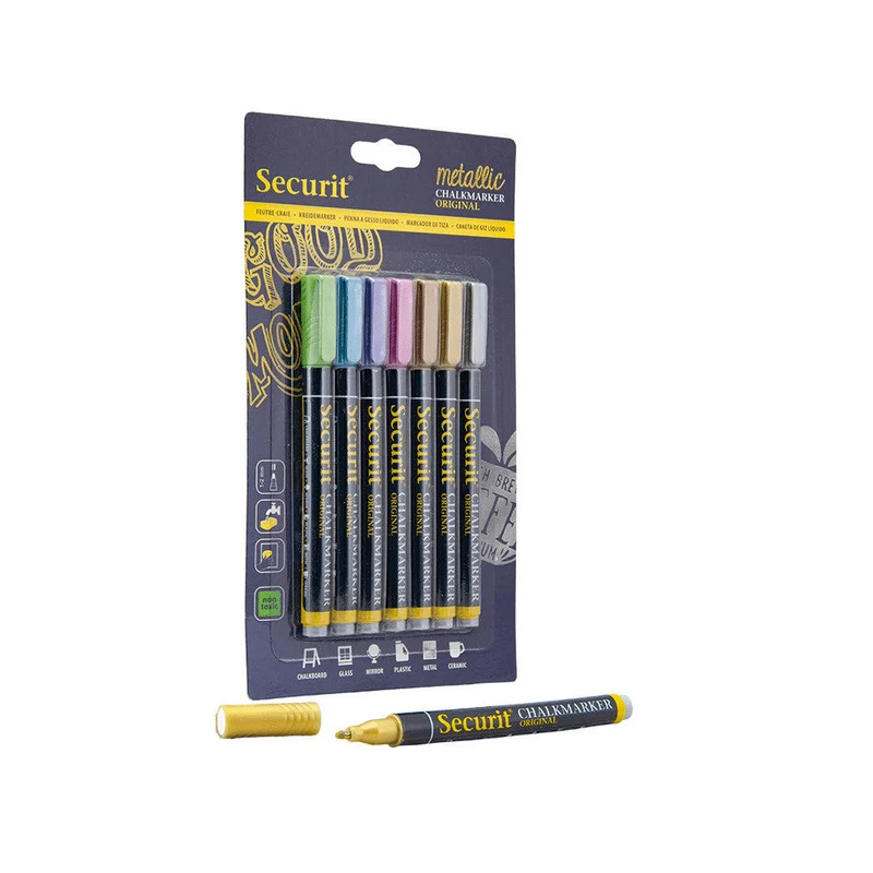 Securit® Kreidemarker, 1-2mm, 7er-Set, Metallisch