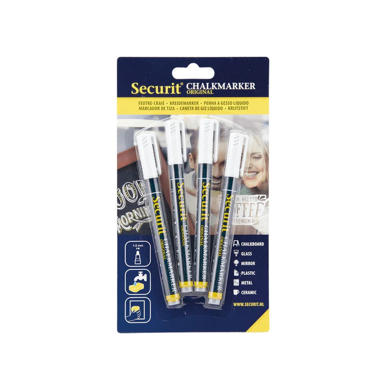 Securit® Kreidemarker, 1-2mm, 4er-Set, Weiss