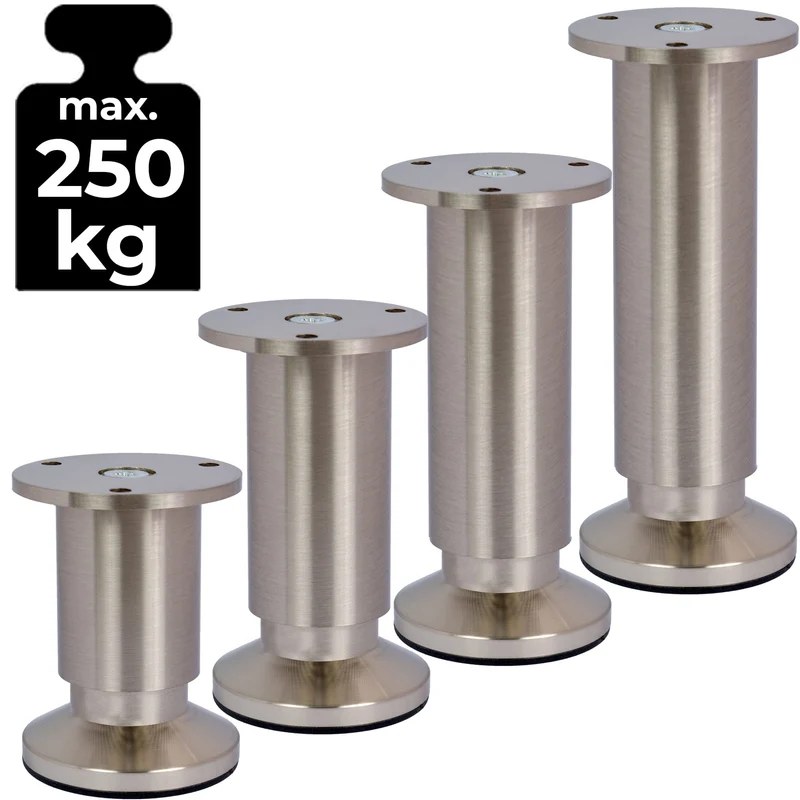 Möbelfüße Metall Edelstahl Optik Füße verstellbar & belastbar bis 250kg