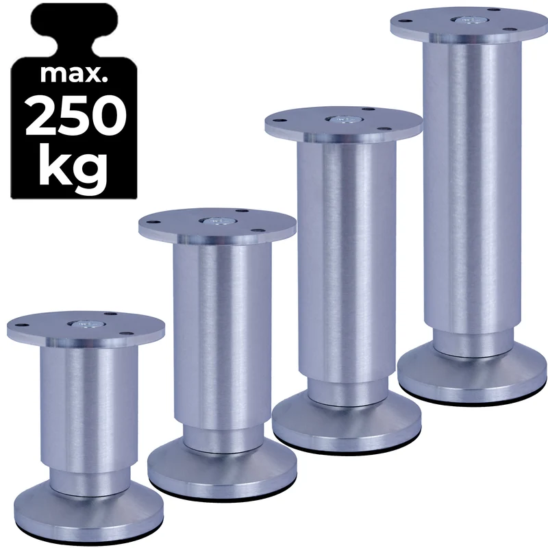 Möbelfüße Metall höhenverstellbar Aluminium Schrankfüße bis 250kg belastbar