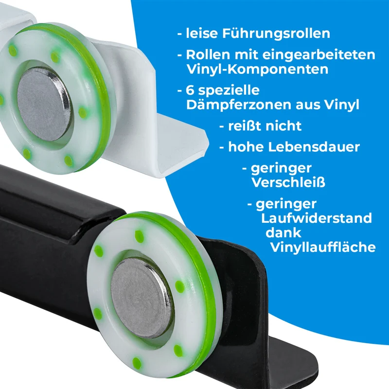 Rollenschiene Weiß Teilauszug Laufschiene mit Rollen 1 Paar