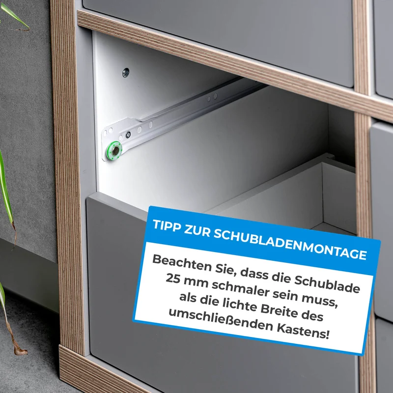 Rollenschiene Weiß Teilauszug Laufschiene mit Rollen 1 Paar