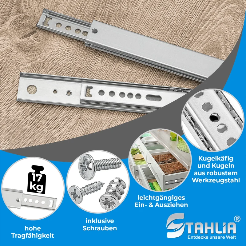 Schubladenschienen Stahl Teilauszug 27mm Nut 1 Paar Schubladenauszug