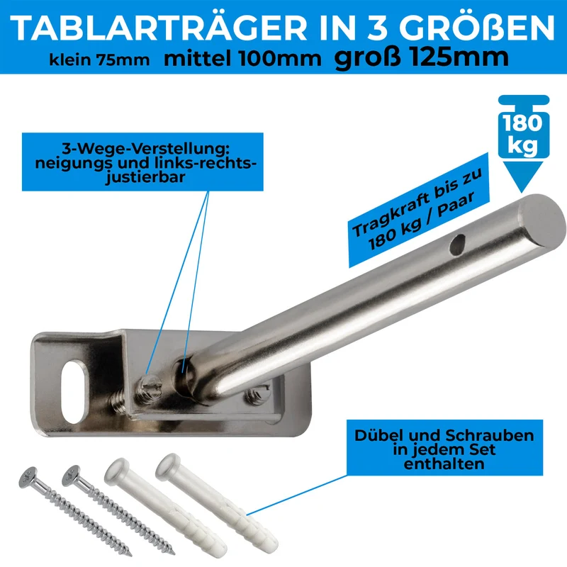 Regalhalterung aus massivem Stahl unsichtbar in drei Größen