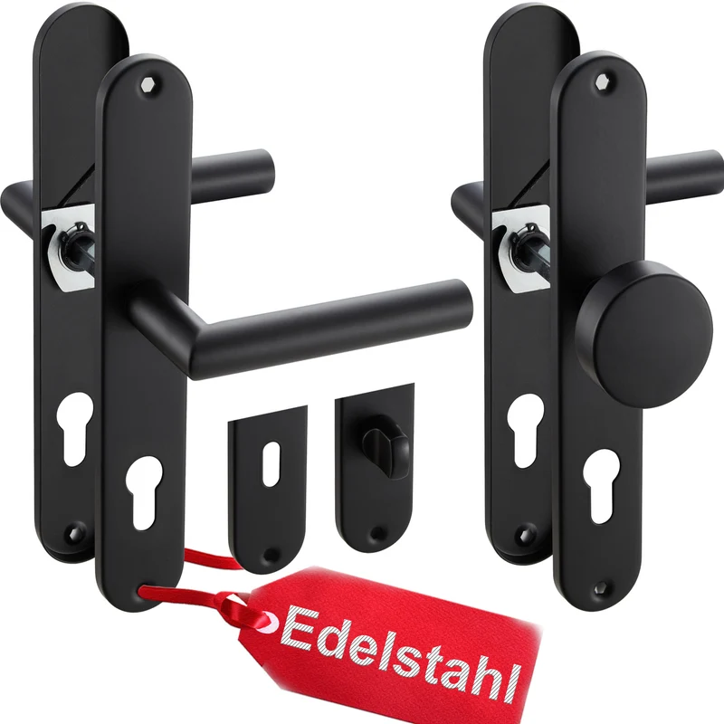 Türgriff Langschild Schwarz Standard | für WC-, Innen- & Haustüren 235x40mm EMILIA
