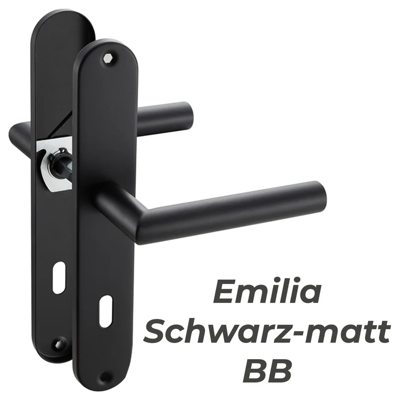 Türgriff Langschild Schwarz Standard | für WC-, Innen- & Haustüren 235x40mm EMILIA