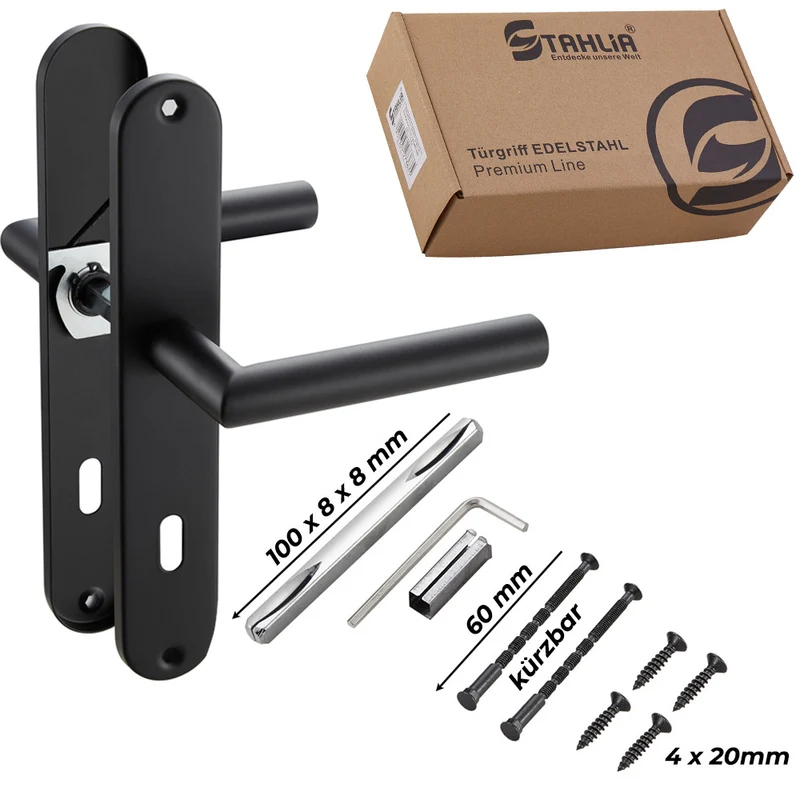 Türgriff Langschild Schwarz Standard | für WC-, Innen- & Haustüren 235x40mm EMILIA