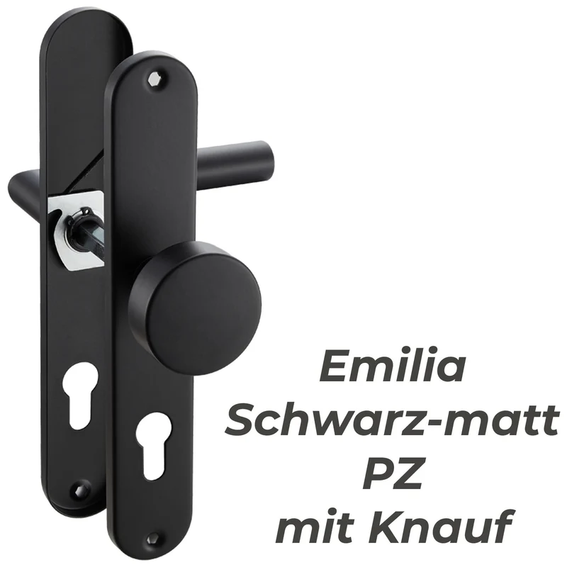 Türgriff Langschild Schwarz Standard | für WC-, Innen- & Haustüren 235x40mm EMILIA