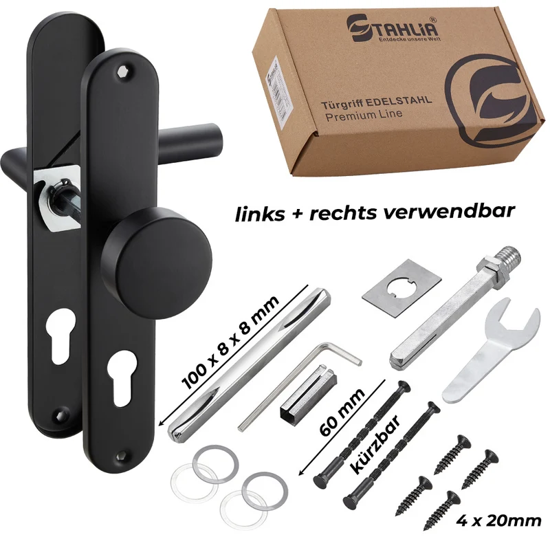 Türgriff Langschild Schwarz Standard | für WC-, Innen- & Haustüren 235x40mm EMILIA