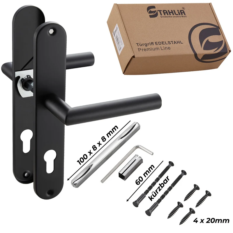 Türgriff Langschild Schwarz Standard | für WC-, Innen- & Haustüren 235x40mm EMILIA