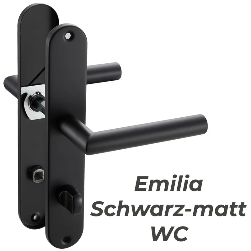 Türgriff Langschild Schwarz Standard | für WC-, Innen- & Haustüren 235x40mm EMILIA