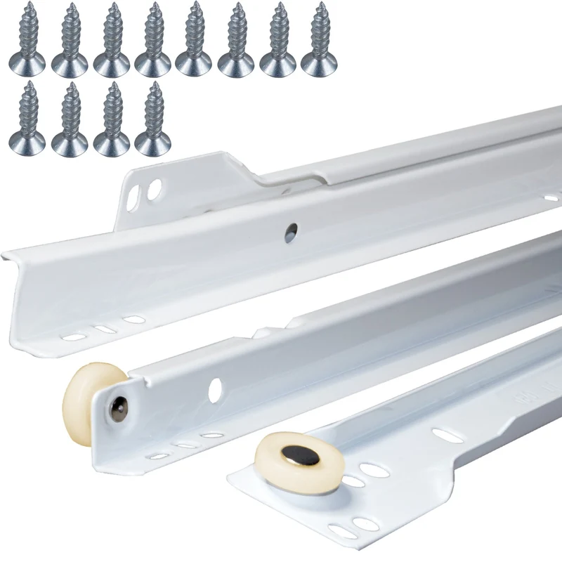 Schubladenschienen SET Weiss Rollenführung Teilauszug (1 Paar)