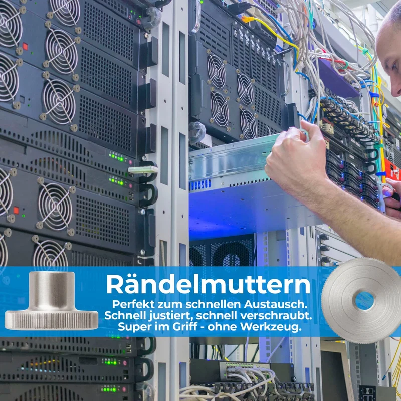 1 x Rändelmutter M4 - M10 hohe Form Edelstahl A2 V2A Edelstahlmutter mit gerändeltem Rand