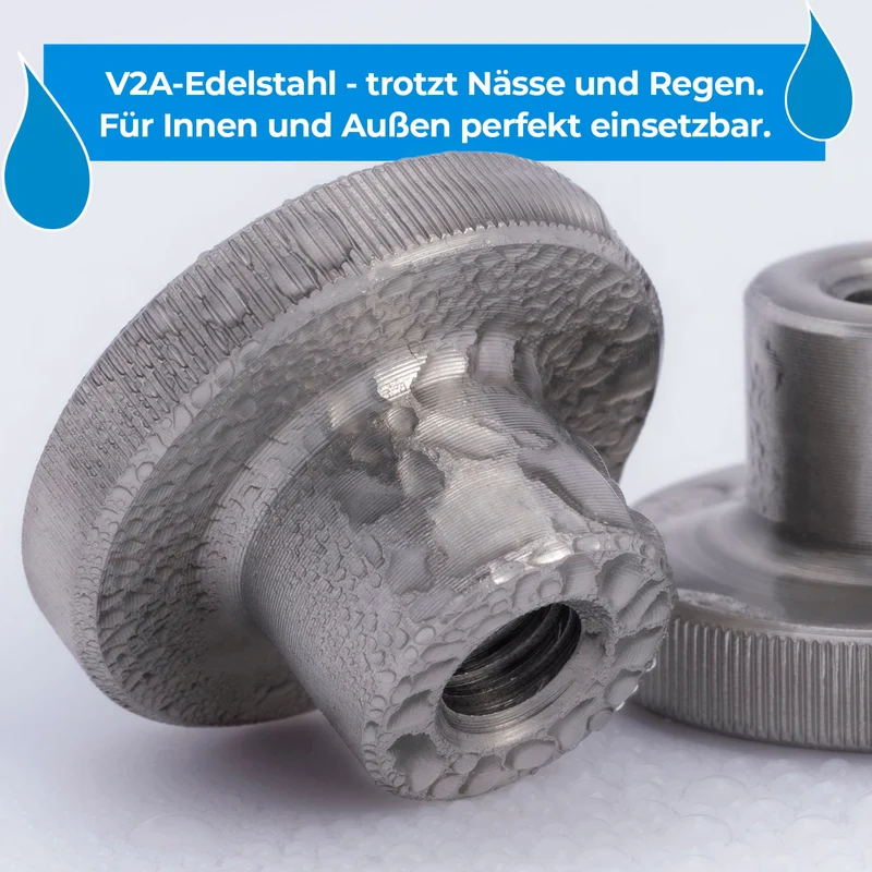1 x Rändelmutter M4 - M10 hohe Form Edelstahl A2 V2A Edelstahlmutter mit gerändeltem Rand