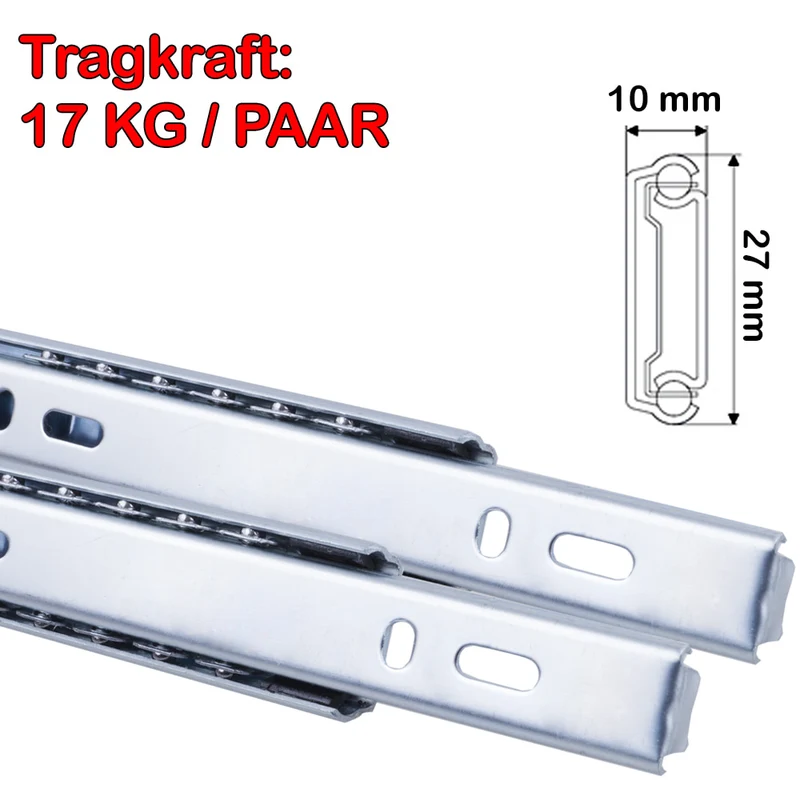 Schubladenschienen Teilauszug 27mm Nut Schienen mit Schrauben 1 Paar