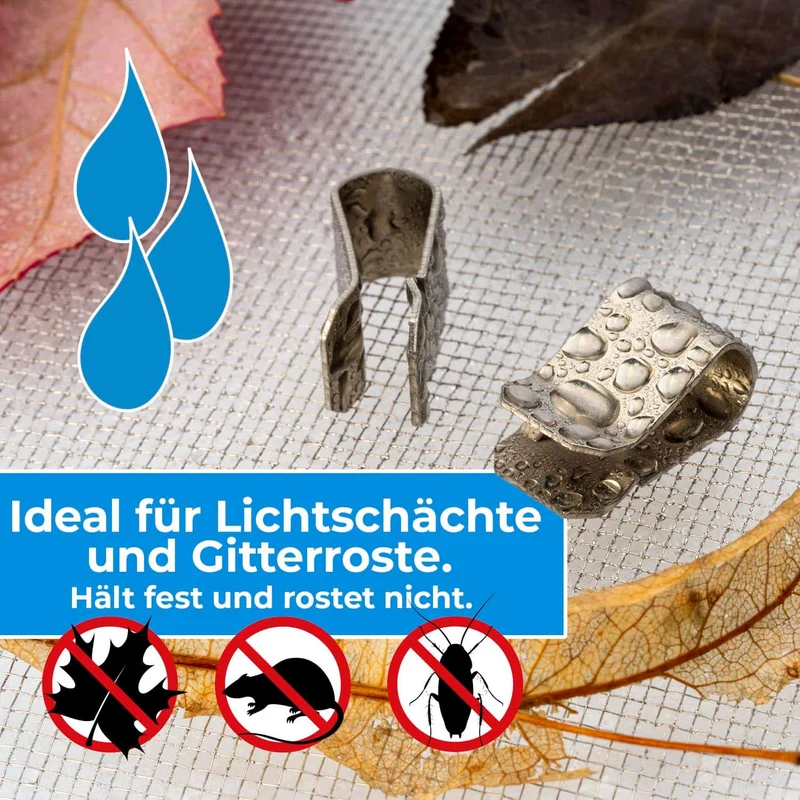 12x Befestigungsklammern Edelstahl für Lichtschachtabdeckungen 21,4mm x 12mm